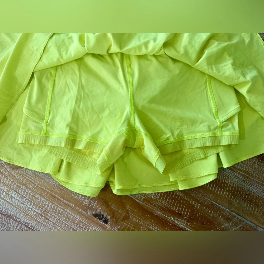 Lululemon Court Rival High-Rise Slirt, Neon Yellow, tennis skirt, 10 large - Picture 3 of 4